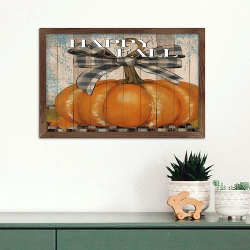 Rustic Wood Framed Wall Art Sign Happy Fall Decor