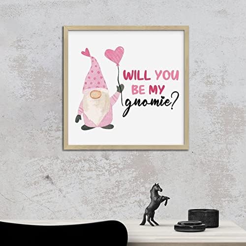Valentines Day Gnomie Wood Framed Sign