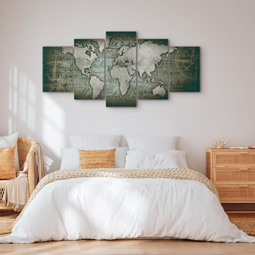Artgeist Canvas World Map 40x20 in Wall Art Print 5pcs