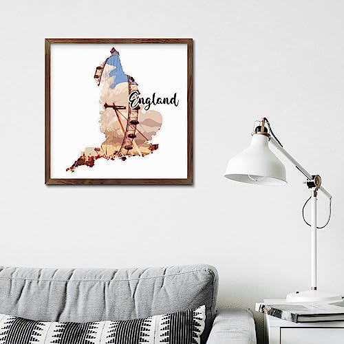 Distressed Wood Framed England Wall Decor Sign