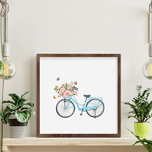 Bicycle Flower Wood Plaque Sign 12x12in Farmhouse Decor