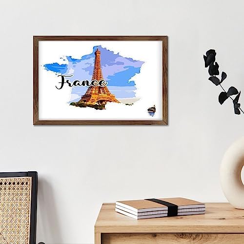 France Framed Wood Sign Plaque Wall Art Decor