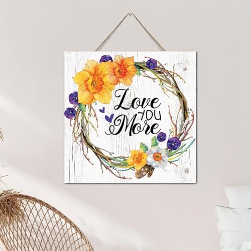 Personalized Rustic Wooden Wall Sign Love You More 12x12 Inch