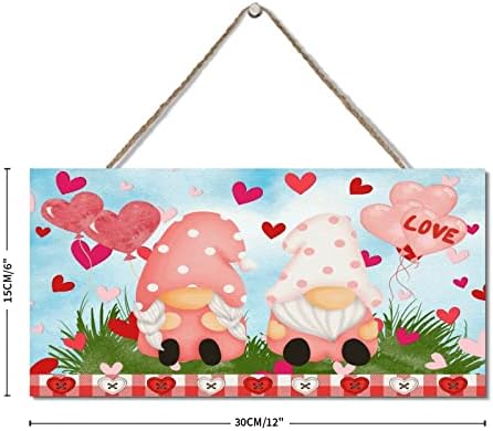 Personalized Love Gnomes Pink Hearts Wall Sign