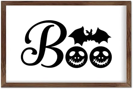 Christmas Farmhouse Decor Boo Witch on Broom Stick Wall Sign