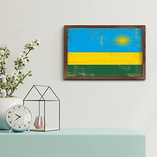 Christmas Farmhouse Decor Rwanda Flag Framed Wood Sign Wall Art