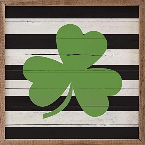 Shamrock Stripe St Patricks Day Wall Decor Sign