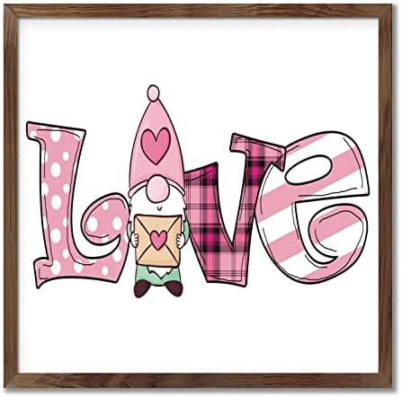 Valentine Gnome Love Letter Framed Wood Sign Home Decor