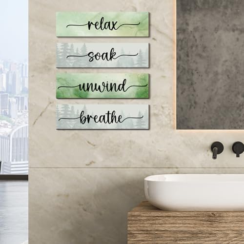 4PCS Relax Soak Unwind Wooden Decor Sign
