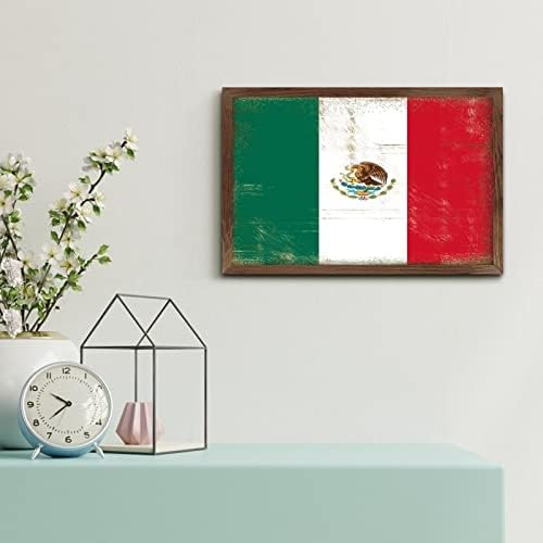 Christmas Farmhouse Decor Mexico Flag Framed Wood Sign Wall Art