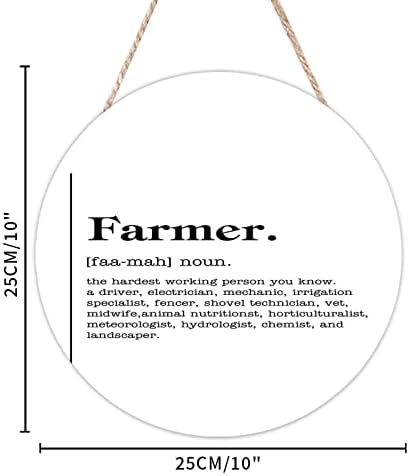 Farmer Definition Round Wooden Door Hanger Wall Decor