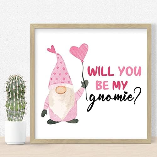 Valentines Day Gnomie Wood Framed Sign