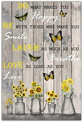 Wood Plaque with Sunflower and Butterfly Design 12x18in