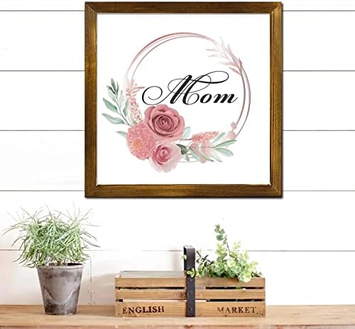 Mothers Day Wood Frame Sign with Floral Wreath