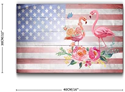 Wooden Fourth of July Flag Flamingo Wall Decor Sign