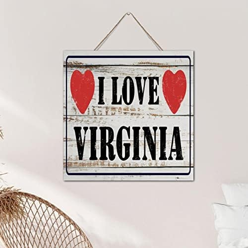 Autravelco I Love Virginia Wood Sign 12x12 Inch