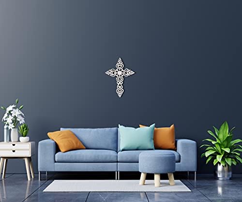 Ardour 97 Inch Antique Silver Black Wall Cross