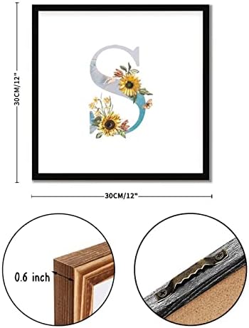 Sunflower Marble Initial Letter S Wood Sign Wall Art