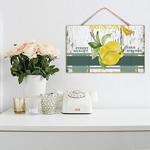 TEANFUN Lemon Wood Sign Wall Decor 12x20 Inch