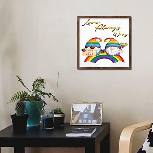 Personalized Framed Wood Sign LGBTQ Love Always Wins Wall Art