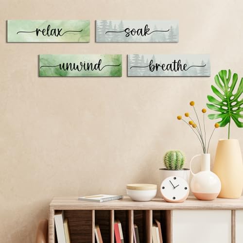 4PCS Relax Soak Unwind Wooden Decor Sign