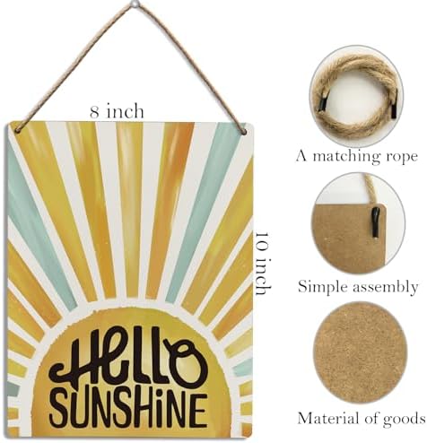 UYIKG Boho Sun Wall Decor 8x10 Inch Wood Sign