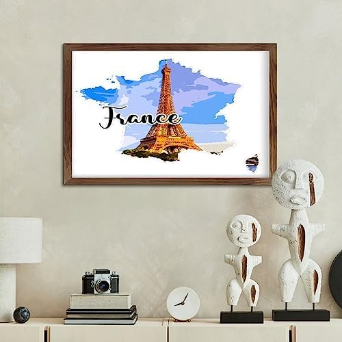 France Framed Wood Sign Plaque Wall Art Decor
