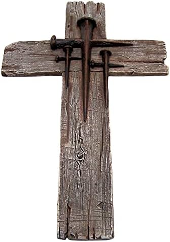 Rustic Wood Look Wall Cross with Three Nail Crosses