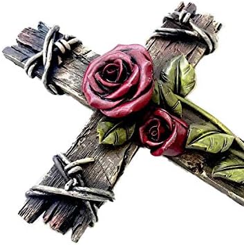 Polly House 10 Inch Rose Wall Cross with Wood Look