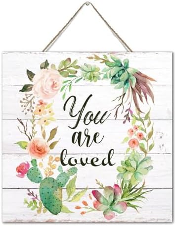 Rustic Wall Art Wood Plank Hanging Sign You Are Loved