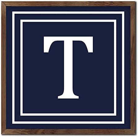 Initial Letter T Monogram Wall Decor Sign 12x12in