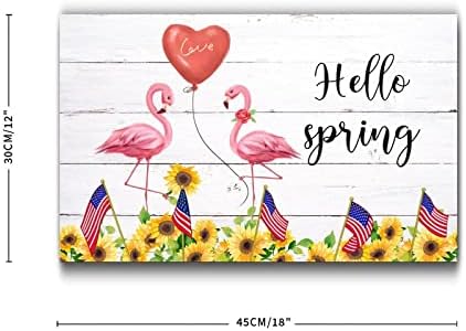 Wooden Flamingo Happy Life Sunflower Wall Hanging