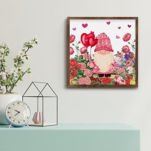 Happy Valentines Day Cute Gnome Wood Sign 12x12