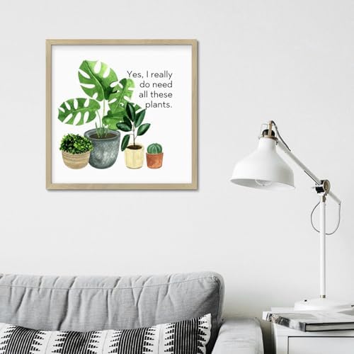 Rustic Wood Framed Plant Sign Gallery Wall Decor