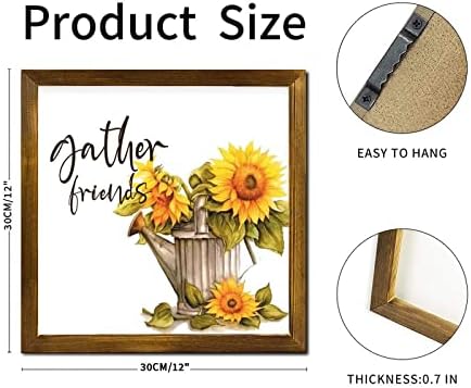 12x12 Inch Rustic Wood Framed Sign with Sunflower Design