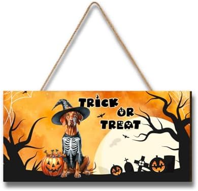 Trick or Treat Vizsla Halloween Wood Sign