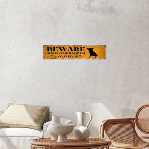 Beware Guard Dogs on Duty Rustic Wall Wood Sign 4x18 Inch