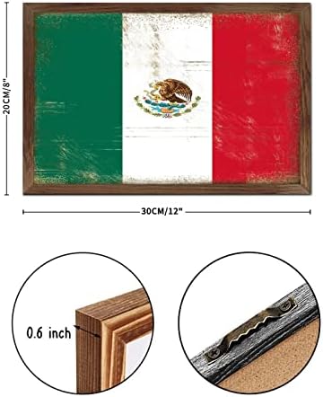 Christmas Farmhouse Decor Mexico Flag Framed Wood Sign Wall Art