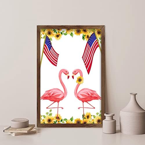Flamingo Patriotic Garden Flag Wall Decor Sign
