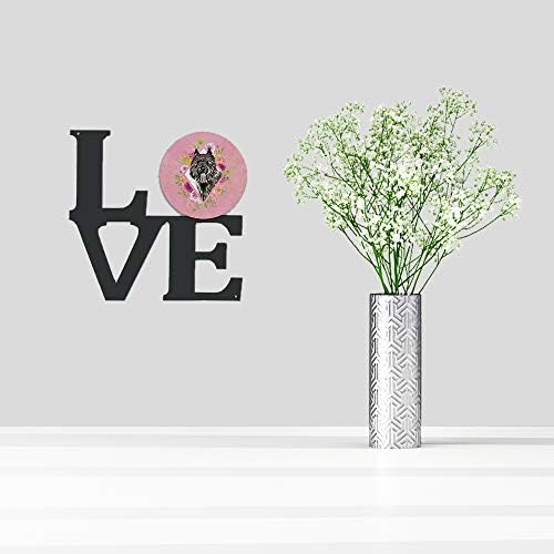 Carolines Treasures Bouvier des Flandres Pink Flowers Metal Wall Artwork