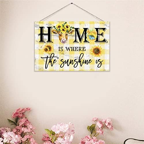 TEANFUN Home Is Where The Sunshine Is Wood Sign 8x12 Inch