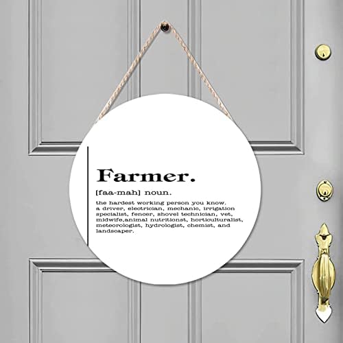 Farmer Definition Round Wooden Door Hanger Wall Decor