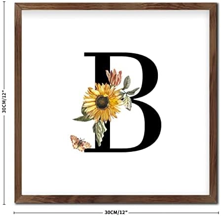 Nintydays Black Monogram Initial Letter B Wooden Wall Table Sign