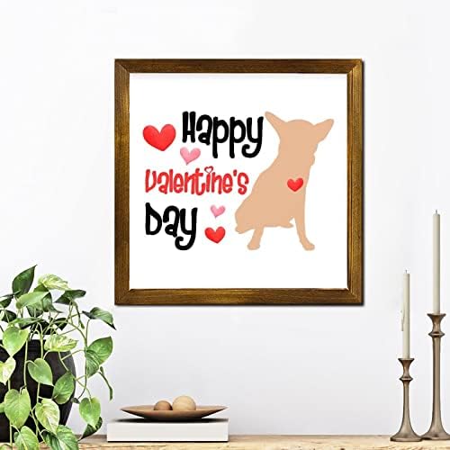 Happy Valentines Day Pet Dog Framed Wood Sign