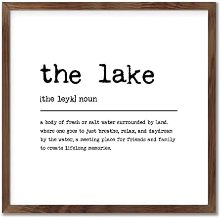 The Lake Framed Wood Sign Home Decor 12x12