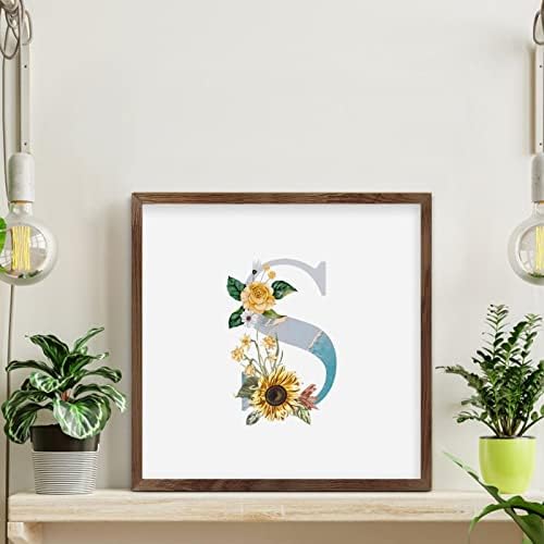 Blue Monogram Initial Letter S Framed Wall Art Sign