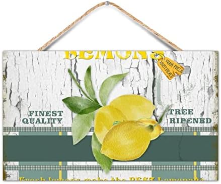 TEANFUN Lemon Wood Sign Wall Decor 12x20 Inch