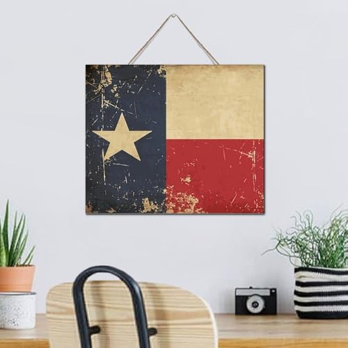 Autravelco Texas Lone Star Wood Wall Sign 10x12 Inch
