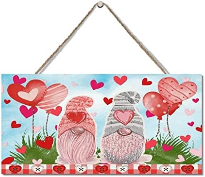 Valentines Day Gnomes with Love Heart Wooden Sign