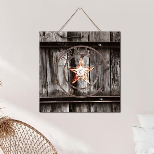 Autravelco Texas Lone Star Wood Map Wall Art Sign 12x12 Inch
